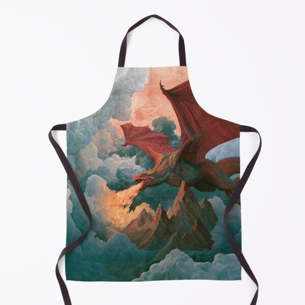 Item preview, A colossal Dragon soaring above jagged mountain peaks breathing streams of fire beneath storm-filled skies, Fantasy & Mythological Creatures designed and sold by CDC40.