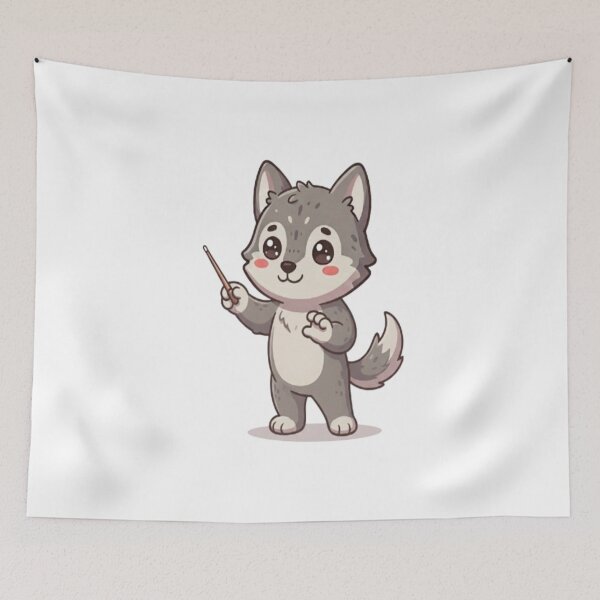Item preview, Cute Wolf Conductor Holding Baton designed and sold by Ella_Sketch.