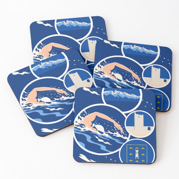 Item preview, Ražanac More Than a Race | Open Water Swimming Art Print | Croatia Coastal Print | Retro Swimmer Art | Adriatic Sea Gift designed and sold by Studio pod Burom.