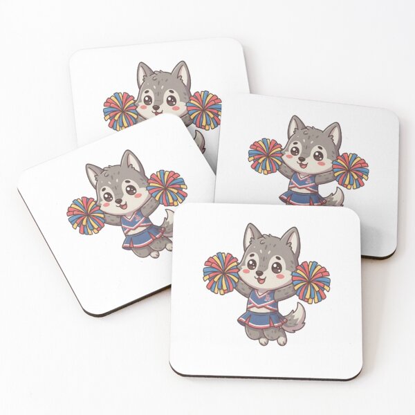 Item preview, Cute Wolf Cheerleader Holding Pompoms designed and sold by Ella_Sketch.
