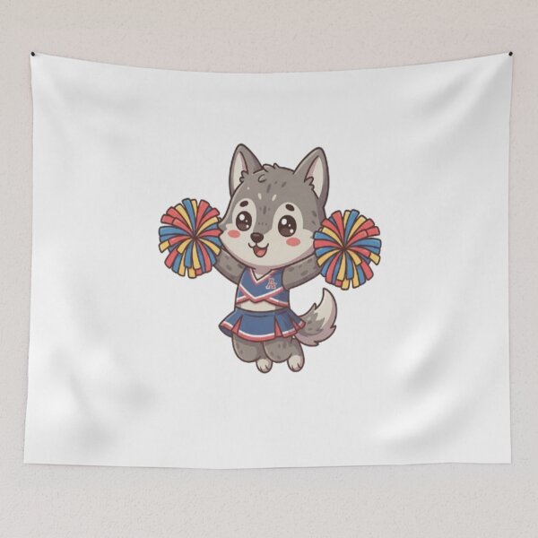 Item preview, Cute Wolf Cheerleader Holding Pompoms designed and sold by Ella_Sketch.