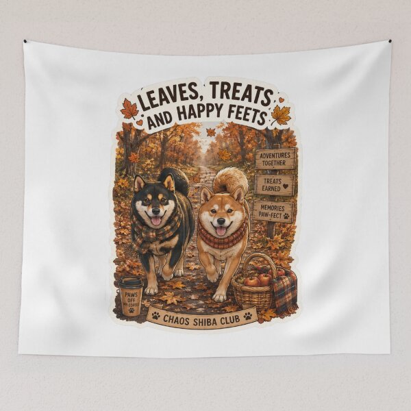Item preview, Leaves Treats and Happy Feet Shiba Inu Design | Chaos Shiba Club Autumn Walk designed and sold by DailyStruggleCo.