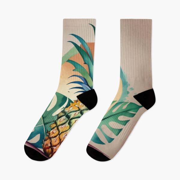 Item preview, Watercolor Tropical Pineapple with Monstera designed and sold by BeachWhisper.
