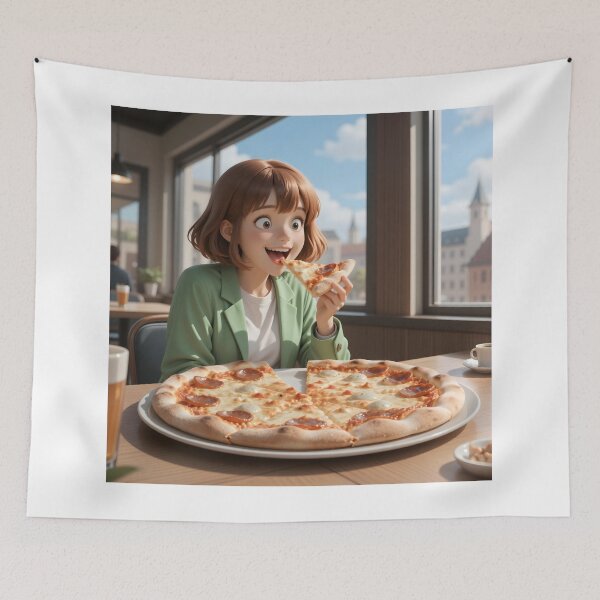 Item preview, Pizza Joy – Happy Anime Girl Café Foodie designed and sold by Killington.