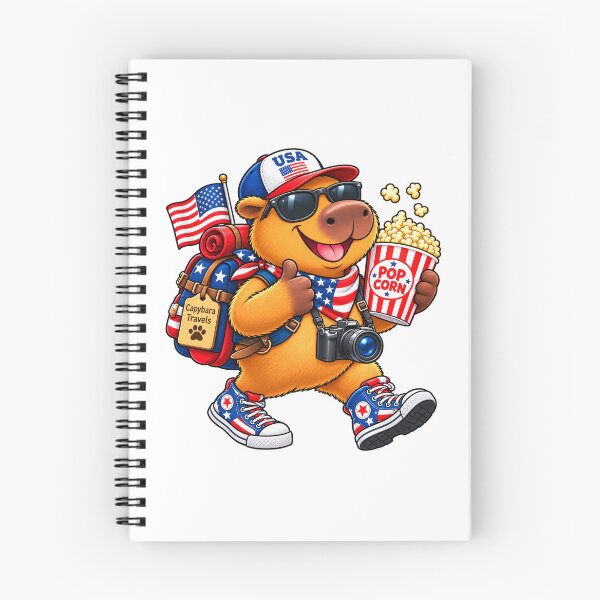 Item preview, Cute USA Capybara with Popcorn – American Adventure designed and sold by CapybaraTravels.