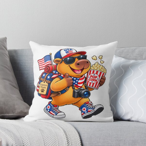 Item preview, Cute USA Capybara with Popcorn – American Adventure designed and sold by CapybaraTravels.