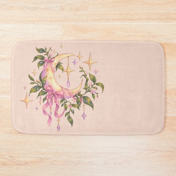 Item preview, Coquette Aesthetic Crescent Moon & Floral Wreath designed and sold by LoreliNLi.