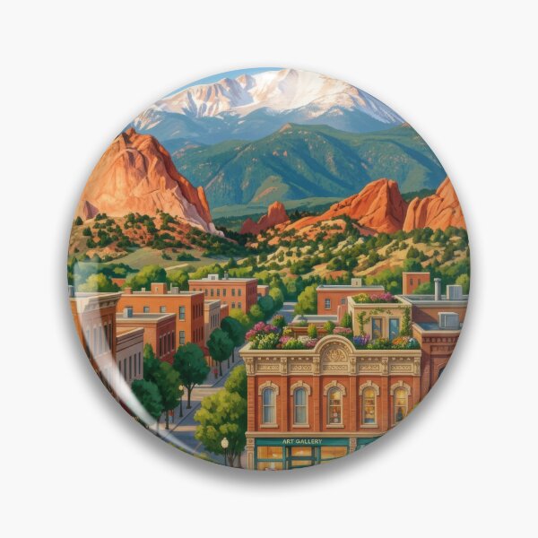 Item preview, Garden of the Gods Gallery Street Charming Mountain Town Scene designed and sold by Rocky Mountain Artistry.
