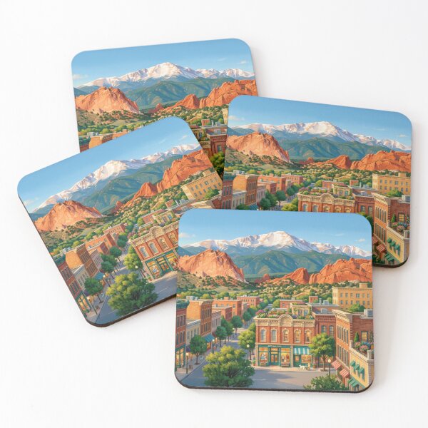 Item preview, Garden of the Gods Gallery Street Charming Mountain Town Scene designed and sold by Rocky Mountain Artistry.