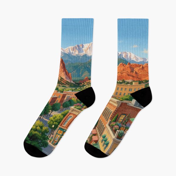 Item preview, Garden of the Gods Gallery Street Charming Mountain Town Scene designed and sold by Rocky Mountain Artistry.
