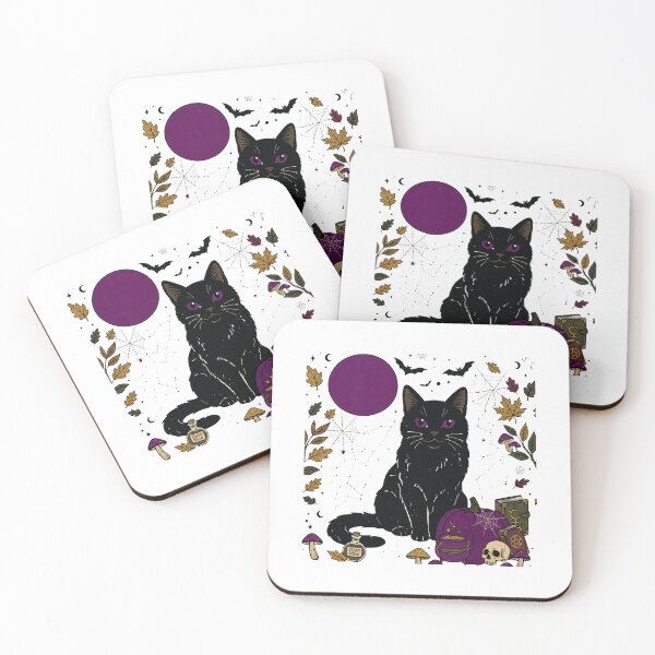 Item preview, Mystic Black Cat Halloween Moon Witchy Vibes Art designed and sold by GiaoCalonas.