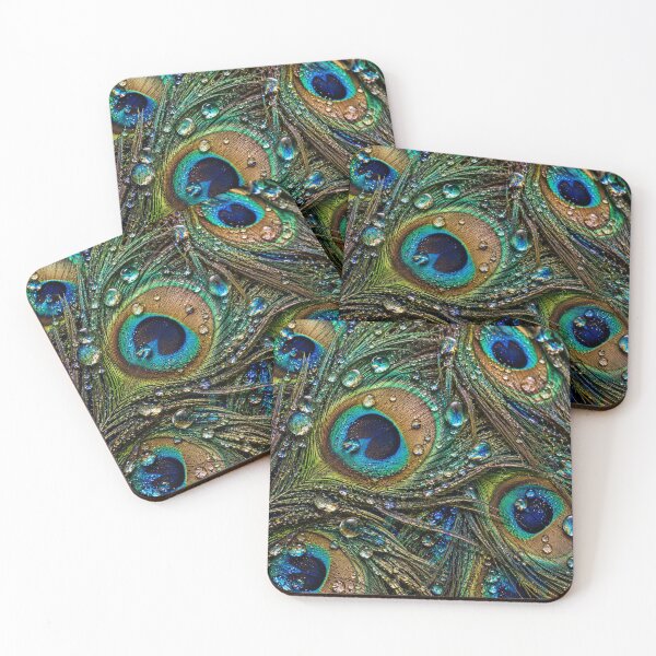 Item preview, Peacock Feather Dewdrops – Iridescent Plumage designed and sold by GSizzle1.