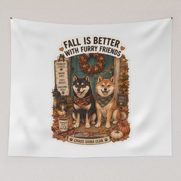 Item preview, Fall Is Better with Furry Friends Shiba Inu Design | Chaos Shiba Club Autumn designed and sold by DailyStruggleCo.