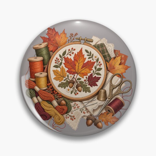 Item preview, Vintage Autumn Embroidery Basket designed and sold by Golden Era Studio.