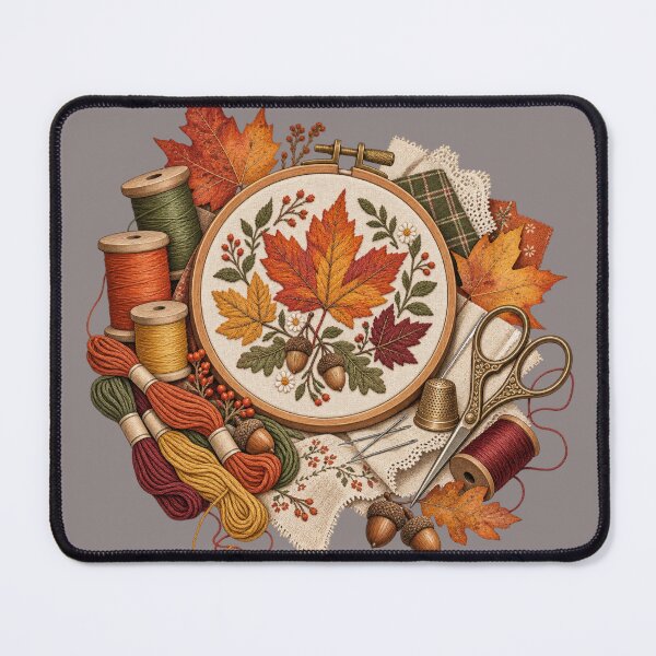 Item preview, Vintage Autumn Embroidery Basket designed and sold by Golden Era Studio.