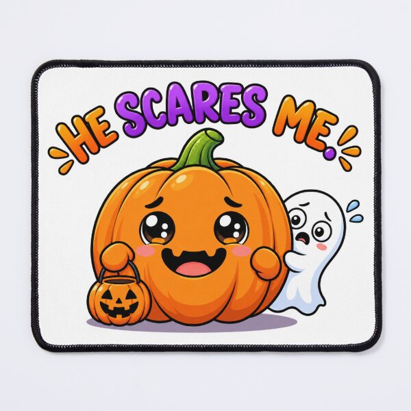 Item preview, He Scares Me – Cute Halloween Pumpkin & Ghost designed and sold by MrDev.