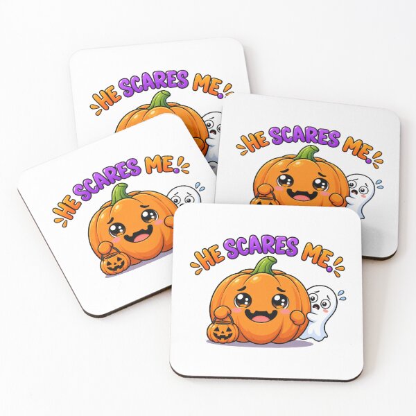 Item preview, He Scares Me – Cute Halloween Pumpkin & Ghost designed and sold by MrDev.