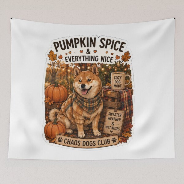 Item preview, Pumpkin Spice and Everything Nice Shiba Inu Design | Chaos Dogs Club Autumn designed and sold by DailyStruggleCo.