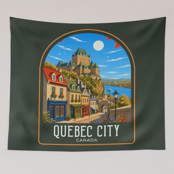 Artikelvorschau, Vintage-Reiseillustration von Quebec City entworfen und verkauft von HomeLivingCo.
