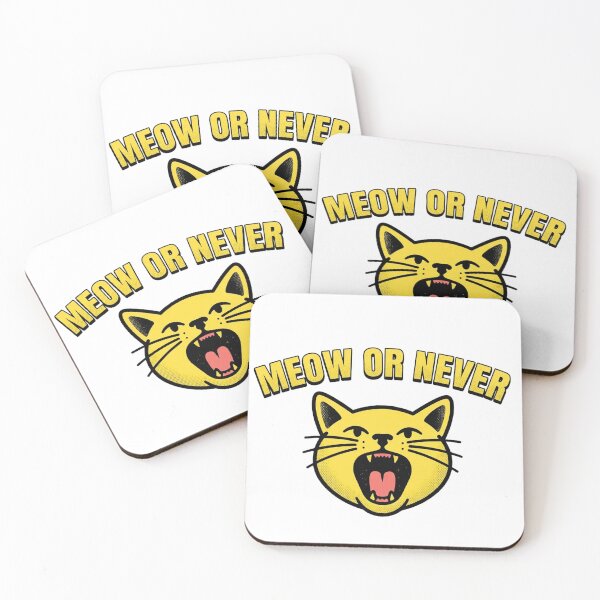 Item preview, Meow or Never – Playful Cat Pun Typography Design designed and sold by RokomariFabric.