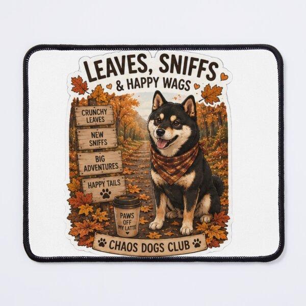 Item preview, Leaves Sniffs and Happy Wags Shiba Inu Design | Chaos Dogs Club Autumn Walk designed and sold by DailyStruggleCo.