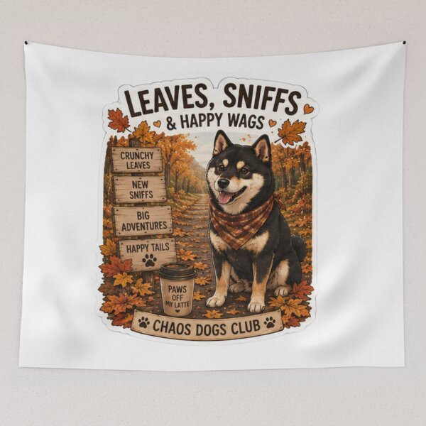 Item preview, Leaves Sniffs and Happy Wags Shiba Inu Design | Chaos Dogs Club Autumn Walk designed and sold by DailyStruggleCo.
