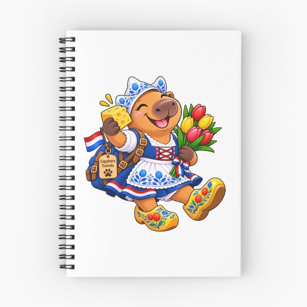 Item preview, Cute Dutch Capybara – Holland Mode On – Tulips, Cheese & Clogs designed and sold by CapybaraTravels.