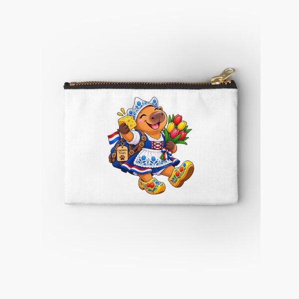 Item preview, Cute Dutch Capybara – Holland Mode On – Tulips, Cheese & Clogs designed and sold by CapybaraTravels.
