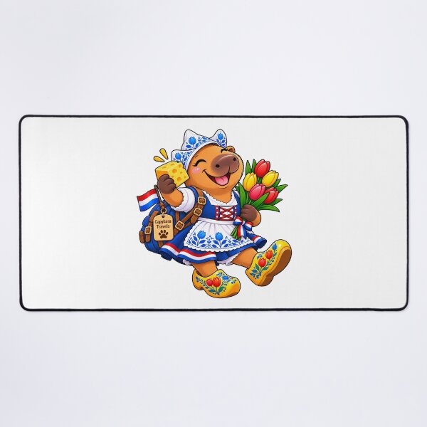 Item preview, Cute Dutch Capybara – Holland Mode On – Tulips, Cheese & Clogs designed and sold by CapybaraTravels.