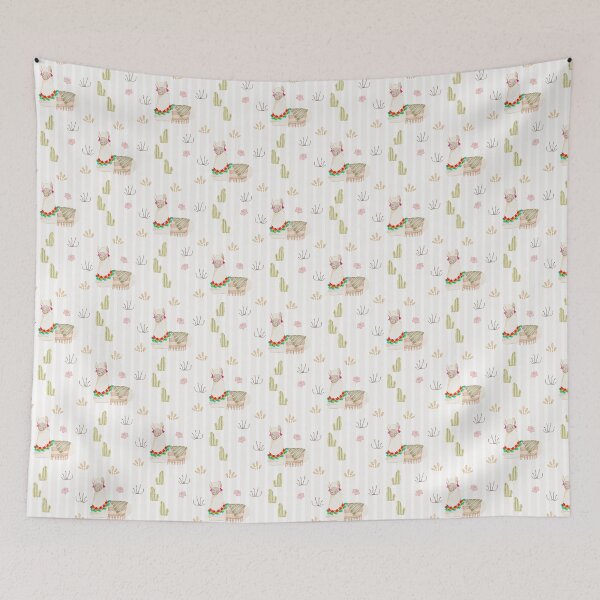 Item preview, Cute Watercolor Resting Llama White Stripe Pattern designed and sold by svitlaarty.
