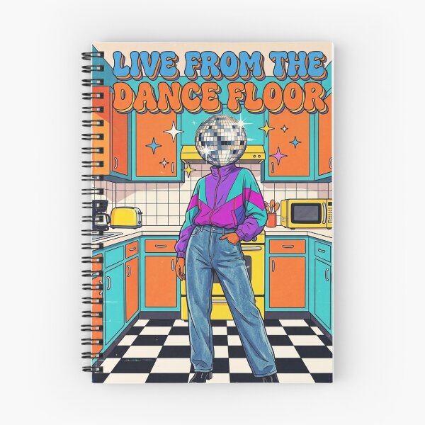 Item preview, Live From The Dance Floor Kitchen - Retro 80s Disco Ball Art designed and sold by Silly Goose Party.