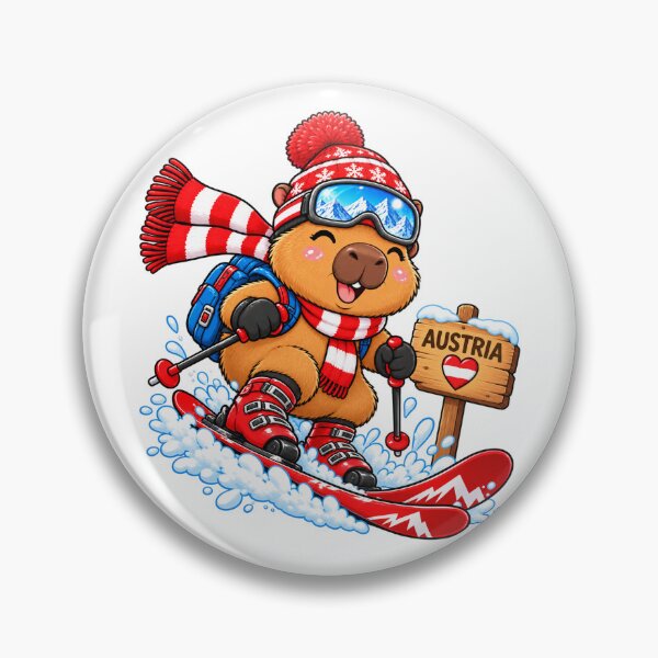 Item preview, Cute Skiing Capybara in Austria – Alpine Winter Adventure designed and sold by CapybaraTravels.