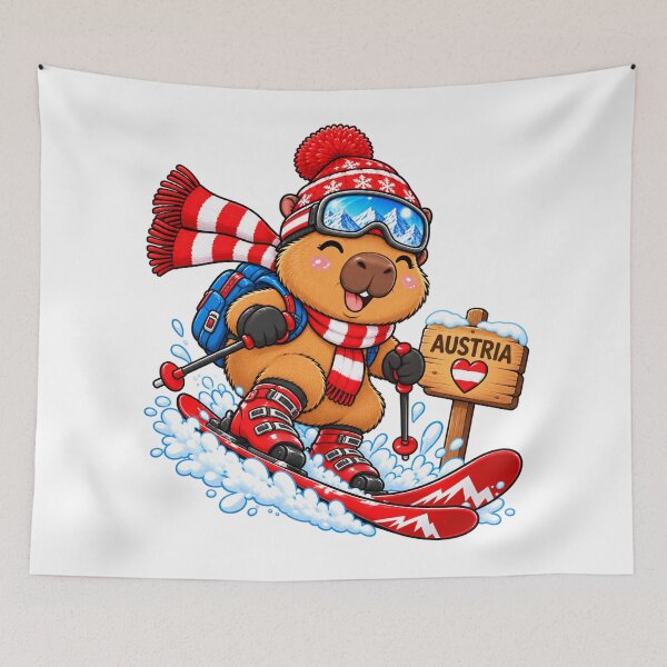 Item preview, Cute Skiing Capybara in Austria – Alpine Winter Adventure designed and sold by CapybaraTravels.
