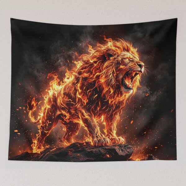 Item preview, Born from Flames - Ferocious Fire Lion Art designed and sold by Marcu Ioachim.