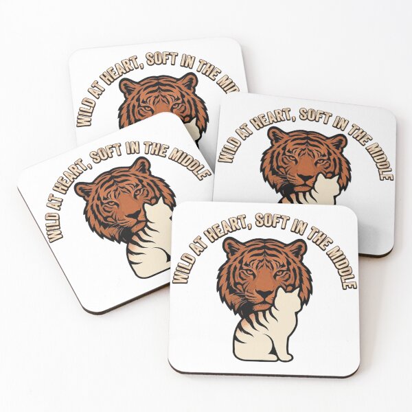 Item preview, Wild at Heart, Soft in the Middle – Emotional Cat Lover Quote Design designed and sold by RokomariFabric.