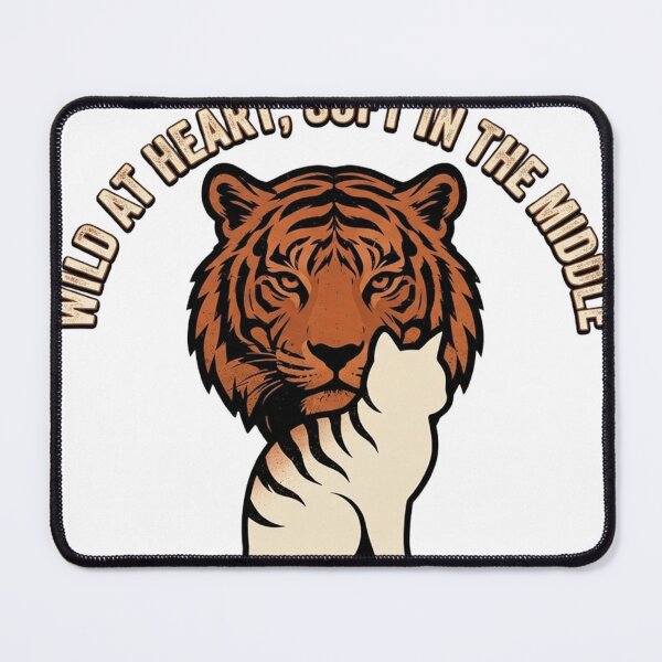 Item preview, Wild at Heart, Soft in the Middle – Emotional Cat Lover Quote Design designed and sold by RokomariFabric.