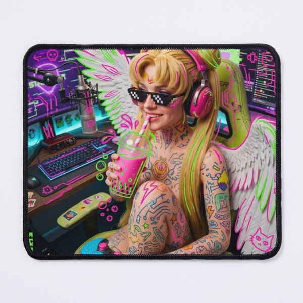 Item preview, Pixel‑Halo Overdrive: The Cosplay Game‑Angel Running Full Neon‑Vibe Lore designed and sold by Print Fiction.