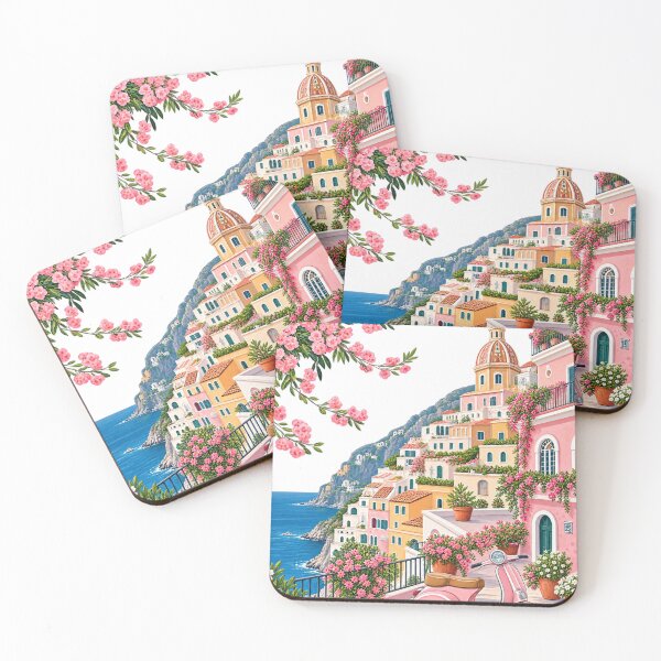 Item preview, Positano Italy Amalfi Coast Pink Vespa Summer designed and sold by ApollonCraft.