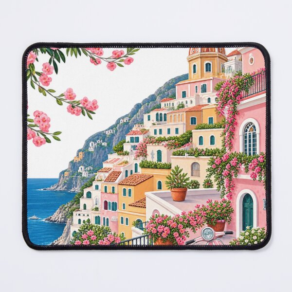 Item preview, Positano Italy Amalfi Coast Pink Vespa Summer designed and sold by ApollonCraft.