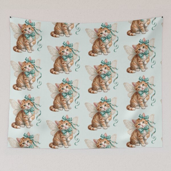 Item preview, Vintage Fairy Cat Cute Kitten Watercolor Cottagecore designed and sold by NadinArtStudio.