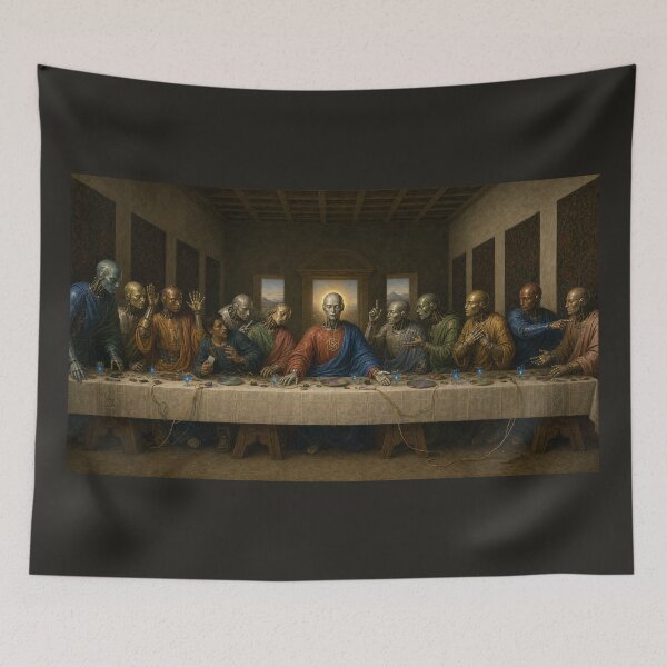 Item preview, The Last Supper of AI Cyberpunk Renaissance Wall Art designed and sold by DMarquiseArt.