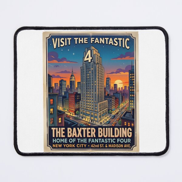 Item preview, Baxter Building Retro Futurist Travel Poster Art Print designed and sold by Audivita.