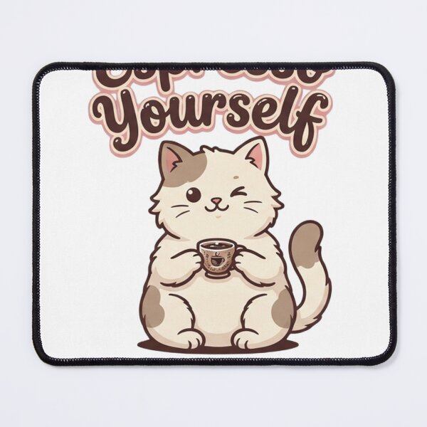 Item preview, Espresso Yourself – Coffee and Cat Lover Pun Design designed and sold by RokomariFabric.