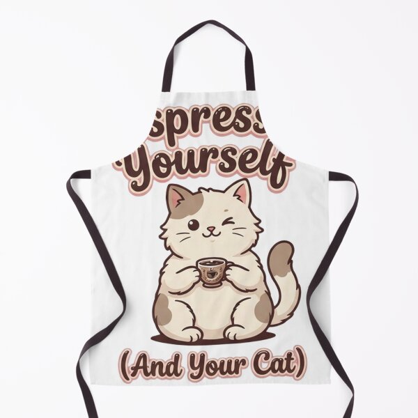 Item preview, Espresso Yourself – Coffee and Cat Lover Pun Design designed and sold by RokomariFabric.
