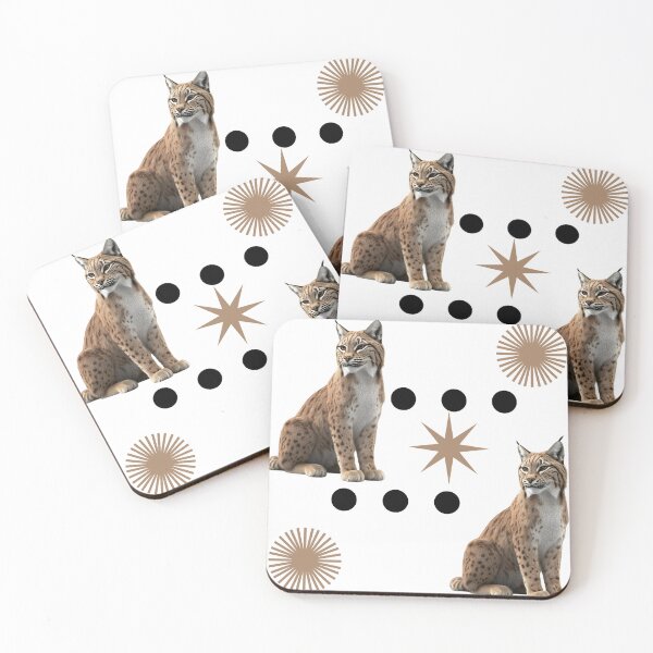 Item preview, Two Majestic Eurasian Lynxes with Geometric Elements designed and sold by DidiDesignShop.