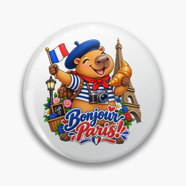 Item preview, Cute Capybara in Paris France designed and sold by CapybaraTravels.