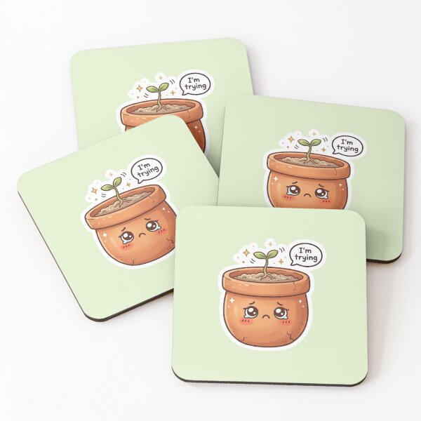 Item preview, I’m Trying Kawaii Plant Pot designed and sold by Cerys-GS.