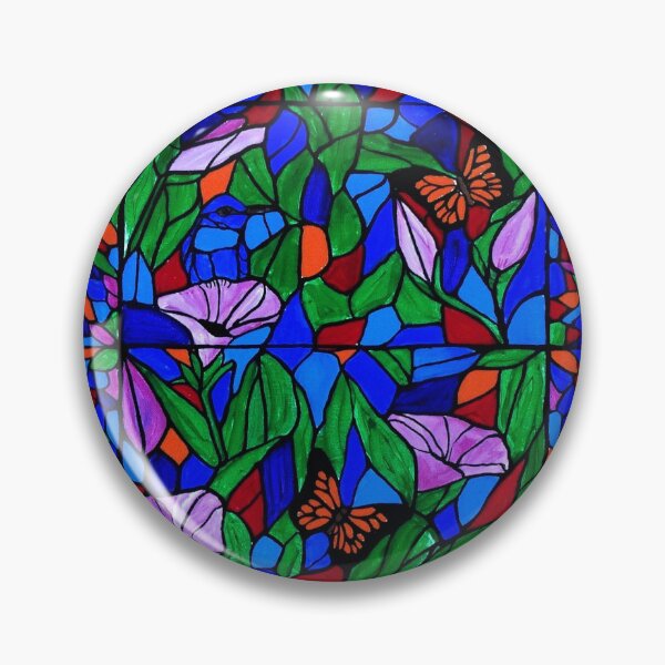 Item preview, Stained glass flowers with butterflies designed and sold by Rachel Olynuk.