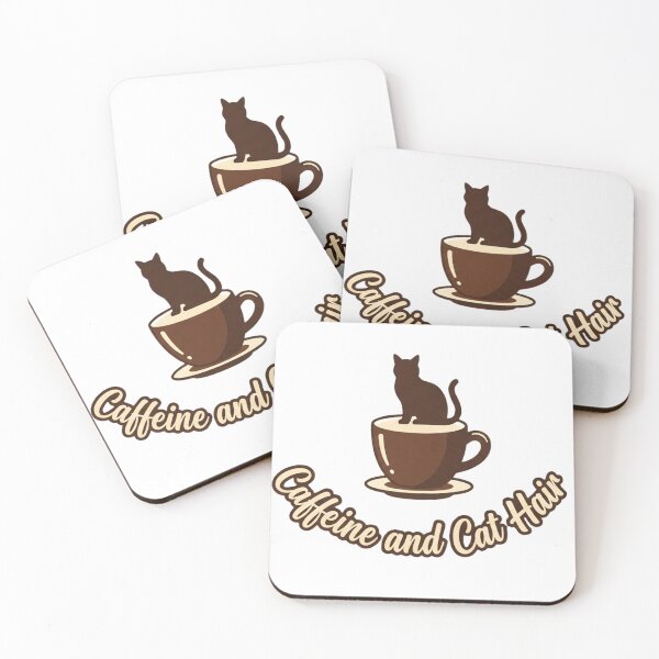 Item preview, Caffeine and Cat Hair – Relatable Cat Lover Quote Design designed and sold by RokomariFabric.