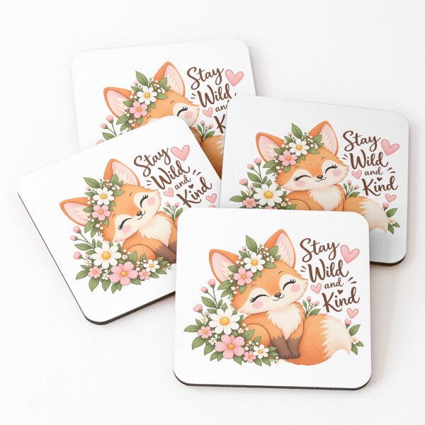 Item preview, Cute Fox Wildflower Sticker | Stay Wild and Kind Cottagecore Girly Design designed and sold by StickyDelights.